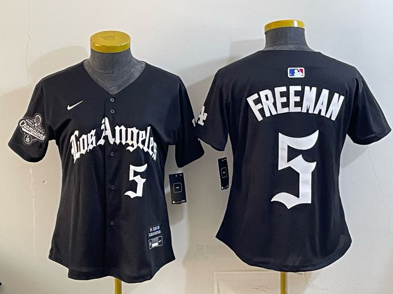 Women Los Angeles Dodgers #5 Freeman Black 5th Jointly Name 2026 Nike MLB Jersey style 02